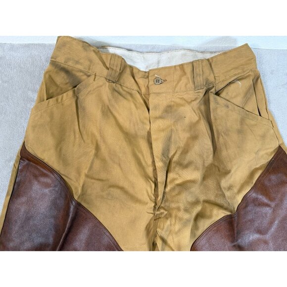 VINTAGE 'CHIEF' HUNTING PANTS/TROUSERS! BROWN VINYL FRONT & TRIM! USA! 28 x 29 - Picture 4 of 11